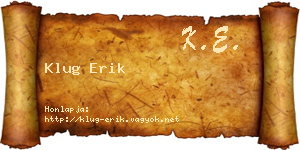 Klug Erik névjegykártya